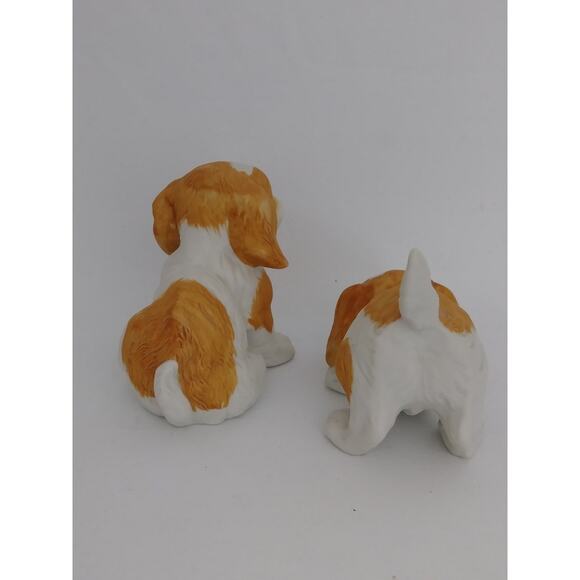 Vtg St Bernard Labs Puppy Figurines Japan 2 Puppies Tan and White Dogs (9) - Picture 4 of 7
